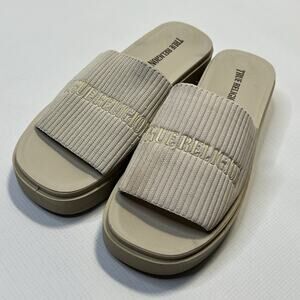 True Religion Platform Slide Sandals Jann Bone Off White FT21332 Womens Size 9